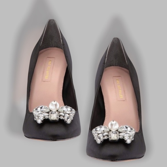 🆕Luxe Black Satin Pump w/Embellished Vamp - Picture 10 of 10